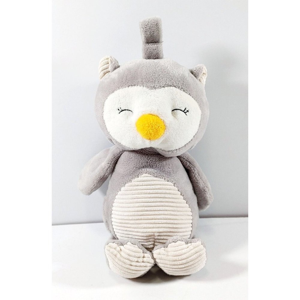 Kellytoy Plush Sleepy Owl Rattle Gray Baby Toy Crinkle Wings 10" Stuffed Animal